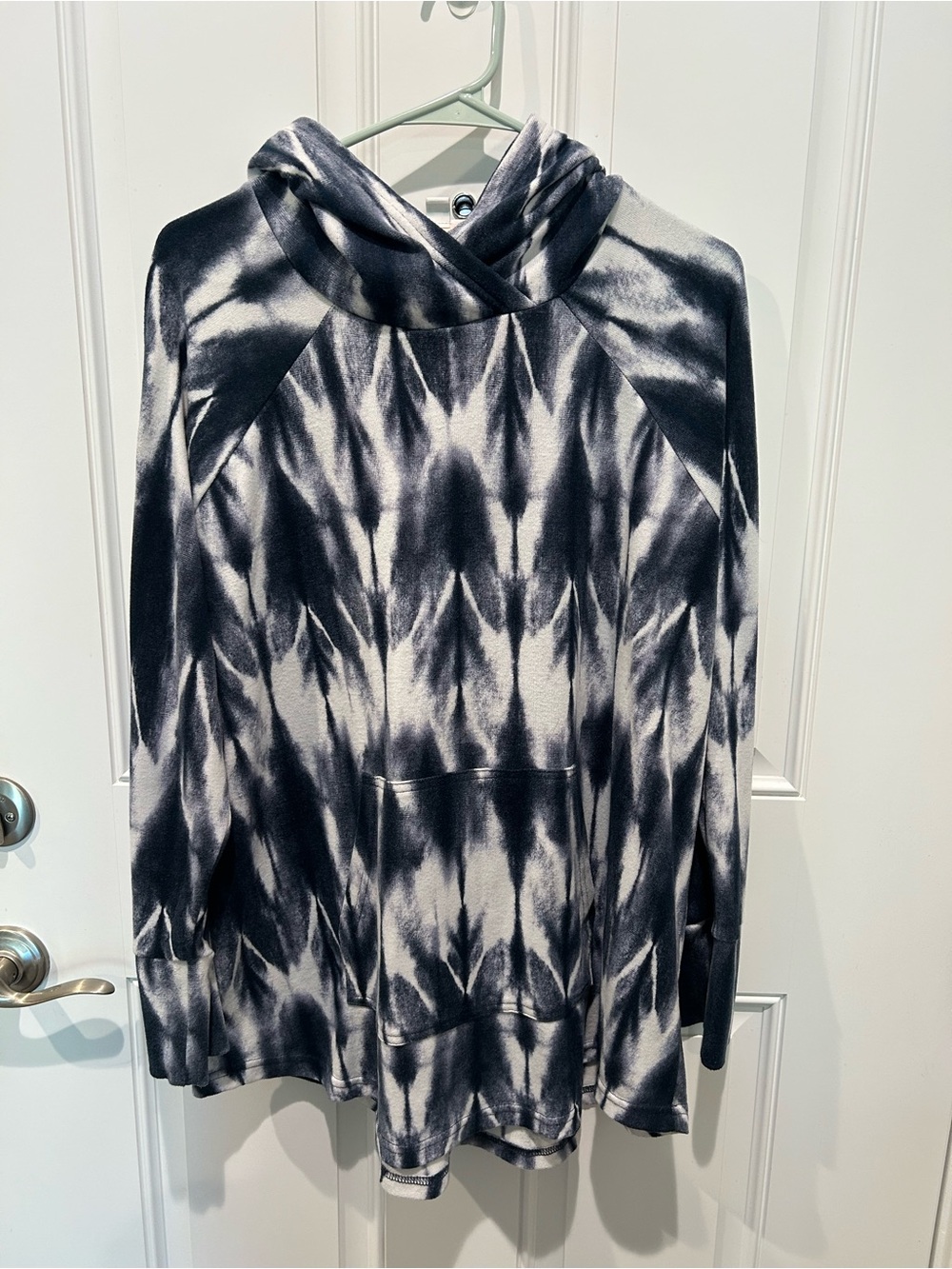 LuLaRoe Black and White Tie-Dye Hooded Sweatshirt